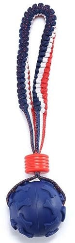 Ball am Seil Hundespielzeug 7 cm, interaktives Hundespielzeug zum Tauziehen & Spielen, Hundeball mit dehnbarem Griff, Belohnungstraining, Unterbrechung des Beißens & Kauen