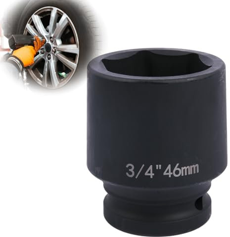 Douille à choc profonde à 6 pans de 3/4 46 mm, en acier au molybdène chromé, douille hexagonale métrique antirouille pour réparation de voiture et clé à chocs