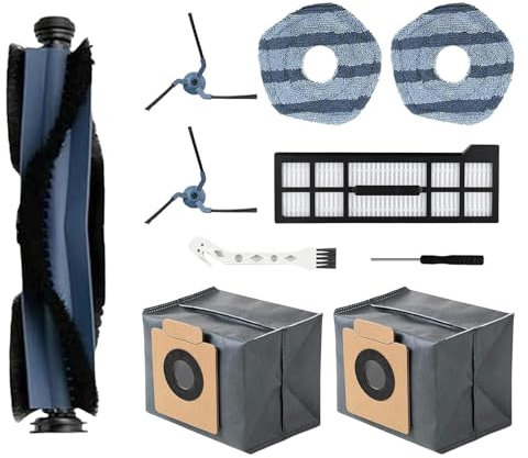 Amusingtao 10 Pack Replacement Parts Kit for Eufy X10 Pro Omni Robot Vacuum, 1 Main Brush 1 Filter 2 Dust Bag 2 Mop Pads 2 Side Brush 1 Cleaning Brush 1 Screwdriver, Replacement Accessories