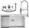 Auralum Fregadero 75x45cm con Escurreplatos + Grifos Cocina Fregadero con Doble Rociador