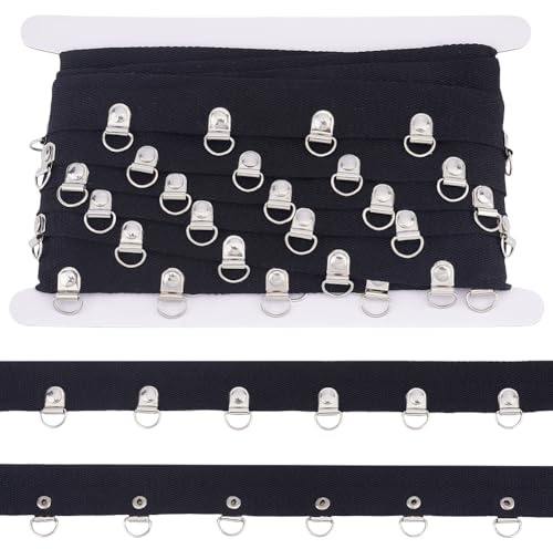 MAYJOYDIY 5.4 m Schwarze Ösenbesatz Mit D Ringen 32mm Ösenband Ösenbesatz Bandstreifen Köperband Zum Nähen von Kleidungsstücken Korsetts Hemden Kleidern Röcken Dekoration