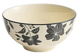 Bols et assiettes en céramique florale antique - Vaisselle créative - 20,3 cm - Fleur de lys - Grand bol à soupe