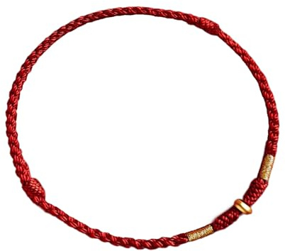 Shuade - Tobillera ajustable de cuerda roja tejida a mano para amantes de mujeres y hombres con perlas doradas