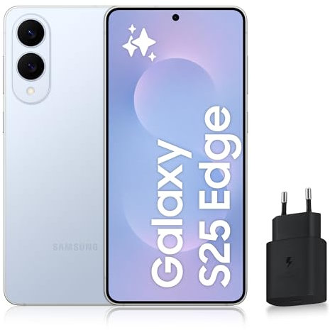 Samsung Galaxy S25 Edge, Smartphone Android 5G avec Galaxy AI, 256 Go, Chargeur Secteur Rapide 25W Inclus, Smartphone déverrouillé, Bleu Clair Titane, Version FR