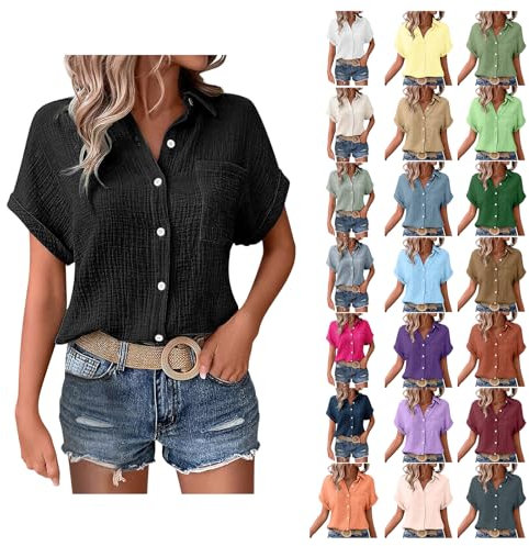Ofertas Balck Friday Camisetas Manga Corta Blanca Mujer Blusas Negras Verano 2025 Camiseta Algodon Casual Color Vison Basicas De Camisa Elastica Amarillo Blancas Jersey Primavera Escote Pico