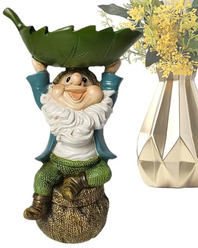 Bkljkf Bird Feeder for Outdoor Use - Bird Bath Bowl - Resin Bird Bath with Leaf Shape, Water Dispenser and Garden Gnome Decoration for Patio, Garden and Outdoor Use
