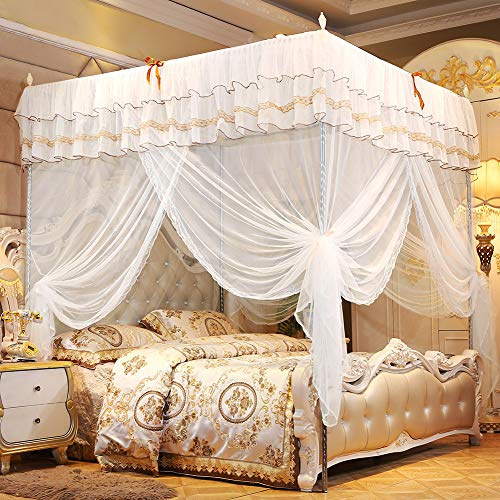 LUCKDANO Moskitonetz, Bett Baldachin für Mädchen Hängen Baldachin Vorhang Netting Moskitonetz Bedding Luxus Prinzessin Vier Eckpfeiler Vorhang Netting Moskitonetzbettwäsche (120 * 200 * 200)