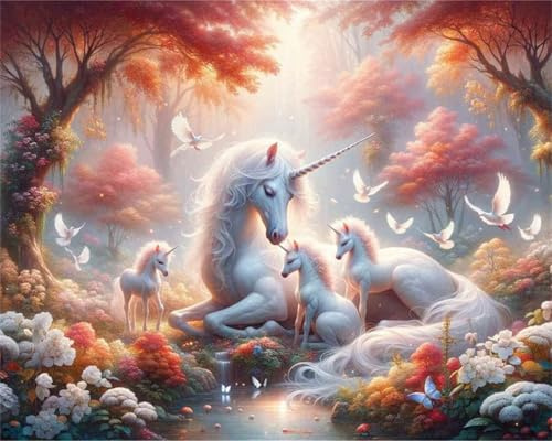 Puzzle 60 Teile,Puzzles Für Erwachsene,Herausforderndes Rätsel,Pädagogisches Spiel Puzzlespiele für Die Ganze Familie,Dekoration Geschenke - Woods Einhorn Familie