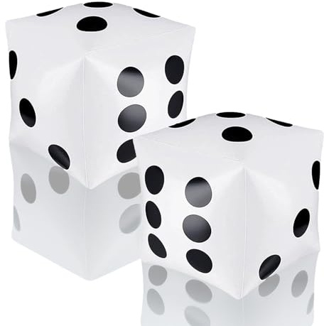 Forevat Aufblasbare Würfel 2 Stück, 30CM Jumbo Größe, Würfelballon aus robustem Material, für Drinnen & Draußen, Ideal für Garten Spiele, Pool Party, Brettspiele wie Ludo, Weiße Luftwürfel