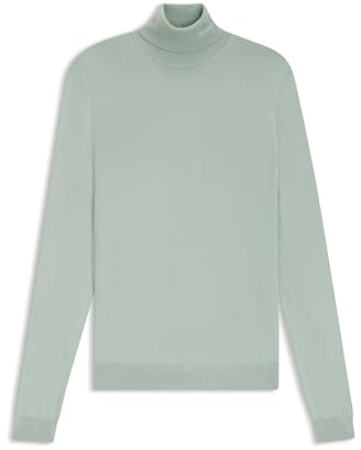 HUGO Herren San Thomas-M Rollkragenpullover aus Merinowolle mit Logo-Stickerei Hellgrün M