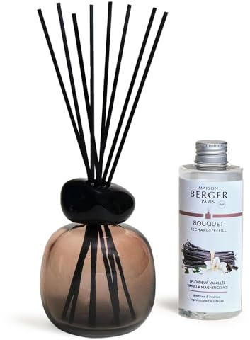 MAISON BERGER Bouquet Minéral Zauber der Vanille Raumduft 180 ml | Bouquet Minéral Zauber der Vanille, lackiertes Glas (Beige), 180 ml mit 6 Stäbchen, Duft ca. 6 Wochen