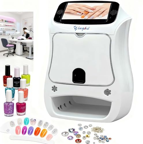 CUTANGELAR Automatischer 3D Nageldrucker, Tragbare Nageldruck Vorrichtung Mit 5 Zoll Display, 2400DPI Druckauflösung, Schneller 10 Sekunden Nagelkunst Druck, Mobile App Für Heim.(Nailartmachine)