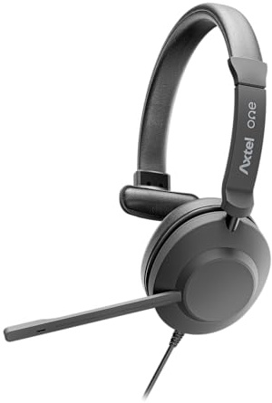 Axtel One UC Mono Casque – Microphone antibruit, Haut-Parleur de 40 mm, contrôle des appels en Ligne, Ultra léger, Confort Tout au Long de la journée – Compatible USB-A – Bureau, Centre