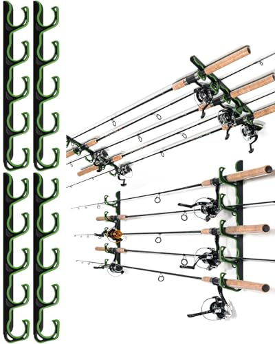 Ghosthorn Angelrutenhalter für Garage, Decke oder Wandmontage-Robuste Aufbewahrungslösung für Angelgeräte, Platzsparende Rutenhalter Wand, Rod Pod für Zuhause & Unterwegs (Grün,2 Pack)