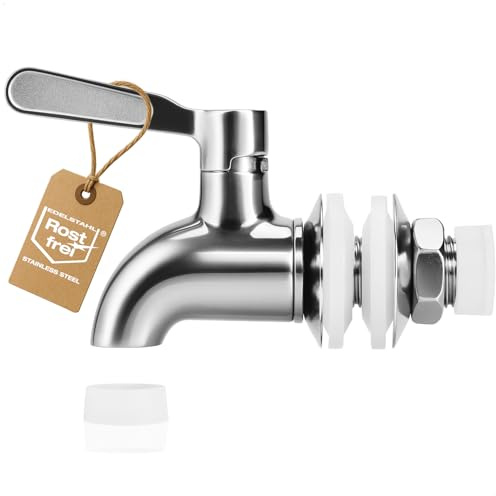 Robin Goods® Robinet inox 304 filetage 16 mm | Robinet alimentaire antirouille avec accessoires pour distributeur de boissons, jus, kombucha, bière et vin