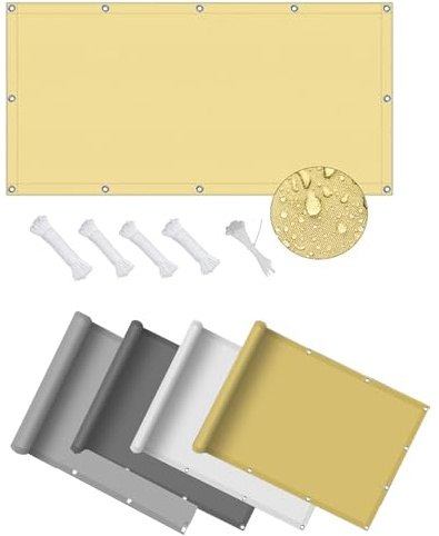 DSRDRFG Brise Vue pour Balcon 3.3x6.8M Cache Vue Opaque Imperméable Protection UV 98% Balcon Paravent Bâche Polyester avec Trous et Serre câbles pour Patio Jardin Terrasse, Sable