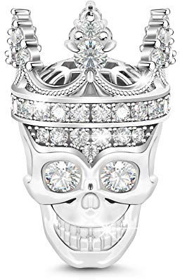 GNOCE Schädel Perlen Charm Anhänger 925 Sterling Silber Bead Charms Zirkonia Charm Schmuck für alle Armbänder Halsketten Geschenke Bijouterie für Halloween Damen Männer