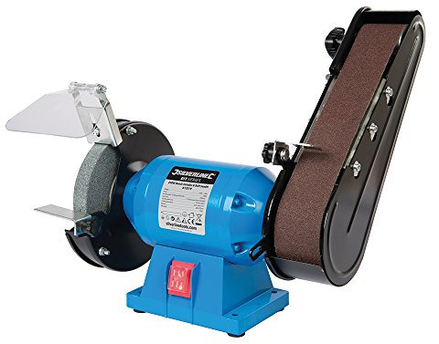 240W 2-in-1 Electric Bench Grinder & Belt Sander – 150mm Grinding Wheel – Black Smith Table Mounted Twin Coarse & Fine Grit Sanding/Polishing – Mains Powered Metal Sharpening/Woodwork Power Tool