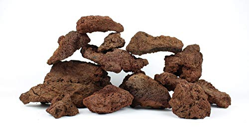 TM Aquatix Fish Tank Stones Rocks for Aquarium - Natural Decoration - Improves Water Parameters - Perfect for Caves Shelters (25kg, Red Lava)