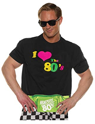 UNDERWRAPS Herren Men's Themed Costume Shirt-I Love The 80's Kostüme für Erwachsene, schwarz, Einheitsgröße