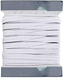 WedDecor 6mm (1/4 Inch) Wide Flat White Elastic For Sewing, Arts & Crafts, Dressmaking, Waistband, Haberdashery, Wig, Clothing, Waistbands & DIY Projects, Heavy Duty Elastic Cord Thread, 10 Metres