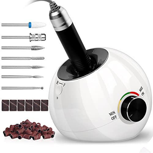 Nagelfräser Elektrisch Set, AZ GOGO Profi 30000u/Min Maniküre Pediküreset Elektrische Nagelfeile für Gelnägel Acrylnägel Kallus Entfernen, Nagelstudio/DIY-Maniküre, mit 7 Aufsätzen & 55 Schleifbänder