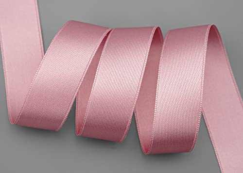 finemark 25 m x 25 mm Satinband ROSA Altrosa (021) doppelseitiges Schleifenband aus Satin ohne Draht weich und glänzend Geschenkband Deko Band Double face Dekoband Dekorieren Basteln