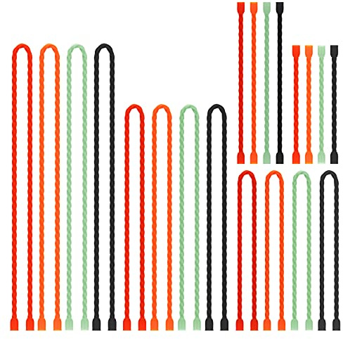 Gesipor 20 PCS Silicone Cable Ties - Reusable Rubber Twist Ties Bendable Cable Ties for Bundling and Holding, All Purpose Cord Tie for Indoor and Outdoor (4+6+12+18+24)