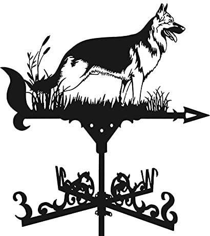 Girouette en métal, 23.4313.39 cm mignonne chien rétro en fer pour jardin Niktule