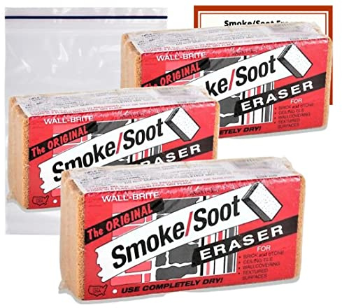 Absorene Smoke Soot Eraser Sponge 3 Pack with Storage Bag and Instruction Card