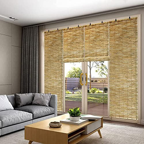 Yufenj Aus Schilfrohr, hochklappbare Fensterläden, hängende Raumteiler, Filterlicht, Sonnenschutz/Wärmedämmung, natürlicher Schilfvorhang, römisches Rollo, für Garten/Balkon/Fenster