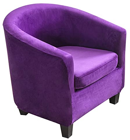 Topchances 2 fodere per poltrona e divano a vasca da bagno, altamente elasticizzate, con cuscino, in velluto, protezione per mobili da pranzo, soggiorno, ufficio, reception (viola)