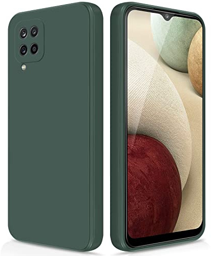 GiiYoon Coque pour Samsung Galaxy A12 4G/5G/M12 Case en Silicone, Etui de Protection Antichoc Etui Housse Silicone Ultra-Mince avec Couche Intérieure en Fibre et Protection pour Caméra, Vert