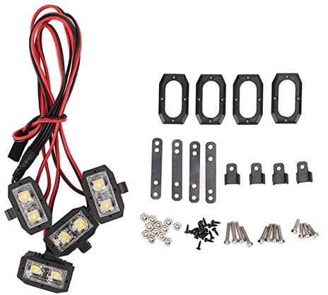 RiToEasysports RC-Scheinwerfer-Set, RC-Auto-Scheinwerfer 5‑7,4 V, 8 LED, Weißes Licht mit Kunststoffgehäuse für 1/10 Axial SCX10 90046, für Wraith, für Gen8 und Andere Markenautos