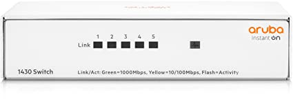 Aruba - Instant ON Wired(I5) BTO 5G Switch, 5 Ports, RJ45, Plastic Case, Compatible with Desktop, Laptop, Printer, Tablet