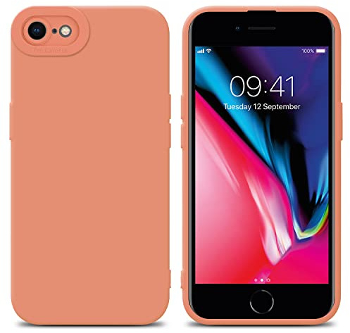 Cadorabo Hülle kompatibel mit Apple iPhone 7 7S 8 SE 2020 Schutzhülle TPU Silikon Case Liquid Design mit Kameraschutz Slim Kratzfest Gummi Case Hülle für iPhone 7 7S 8 SE 2020 in Orange