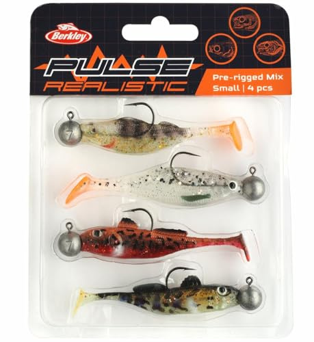 Berkley Pulse Realistische Mischung, Auswahl von 4 vorgerigten, weichen Ködern, ideal zum Fangen von Hecht, Barsch und Zander, ausgewählt von BERKLEY Pro-Anglern, tolles Geschenk für Köderangler