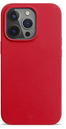 WIIUKA Hülle für iPhone 14 Pro, Softtouch Silikon, Recycelter Kunststoff, extra schlank - Silikonhülle, Premium Handyhülle, Case, Qi, Rot