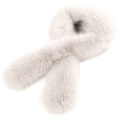 Pelz Schal Damen Winter Fuchspelz Kragen Pelzkragen,Damen Kunstpelz Fell Schal Pelzkragen Fellkragen Umschlagtuch Kragen Herbst Winter Warm Weich Scarf Frauen Schultertuch Winter Nackenwärmer,Beige