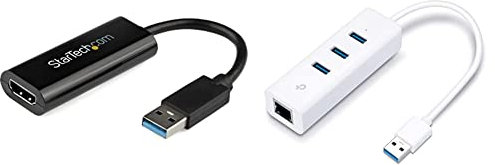 StarTech.com Adaptador USB 3.0 a HDMI - 1080p (1920x1200) - Adaptador Conversor Compacto de USB-A a HDMI - Negro - para Windows Solamente & TP-Link UE330 - Adaptador USB a Gigabit Ethernet