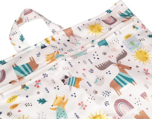 Blümchen hängender Windelsack XL mit Reißverschluss (Gestreifter Elch)