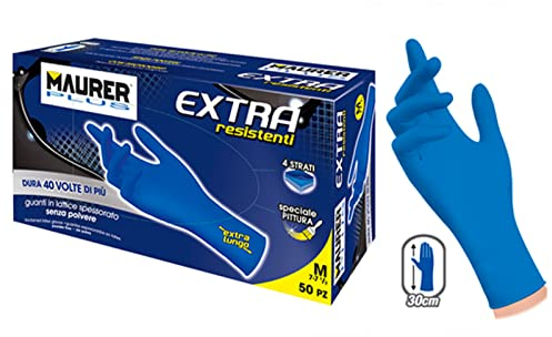 MONDO VIRO Pacco da 50 guanti in puro lattice monouso spessorati per tutti gli usi colore blu (L)