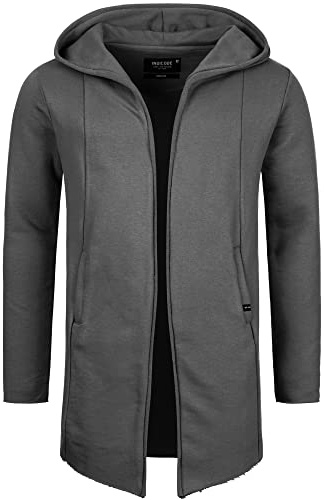 Indicode Herren Brekstad Oversize Sweatjacke mit Kapuze aus Baumwolle | Sweater Männer Charcoal Mix, XL