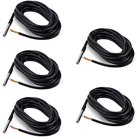 Aideepen 5 x 3 m Kabel, Kabeltemperatur Digitaler Sondensensor Edelstahlsonde, genaue Ablesung, Temperatur -55 ° C bis 125 ° C