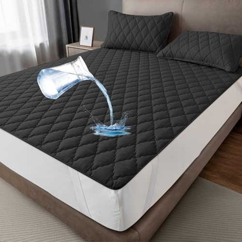 mafudoxi Wasserdichter Matratzenschoner 120x200cm, Atmungsaktive Matratzenauflage, Mikrofaser Matratzenbezug, Wasserfeste Matratzenschutz Inkontinenzunterlage Waschbar - Schwarz
