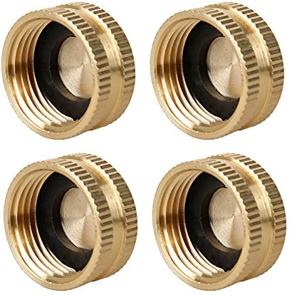 JIHUOO 4 Pcs Garden Hose Caps Brass Hose Ends Female Garden Hose Ends Metal Garden Hose Connectors Garden Hose Repair Parts with Washers