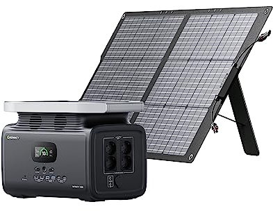 GROWATT Tragbare Powerstation 1382Wh mit 100W Solarpanel: LFP-Batterie, 4 230V/1800W AC Ausgänge, 1.8 Std. Schnellladung, Mobile Notstromversorgung für Outdoor Camping/Hausgebrauch/RV, Infinity 1300