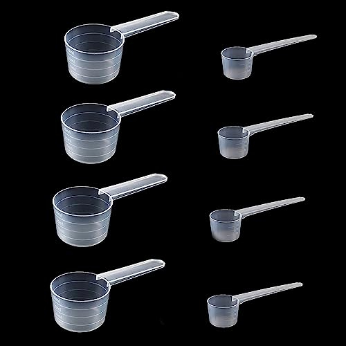 8 Pièces Cuillères de Mesure en Plastique Transparent, Ensemble de Cuillères de Mesure pour Cuisine et Pâtisserie, Cuillères de Mesure en Plastique de 20g et 5g, pour Sucre, Sel, Café, Lait en Poudre