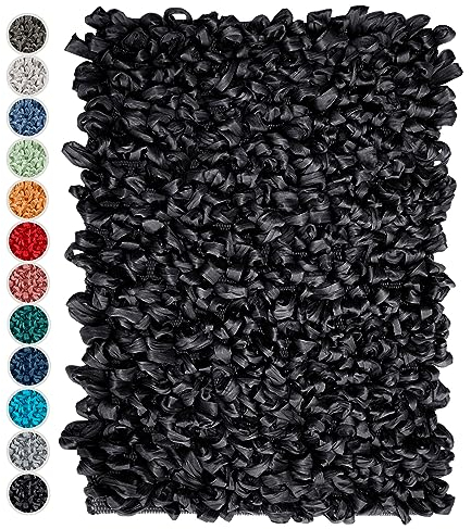 Lashuma Badteppiche für Fußbodenheizung Farbe: Schwarz kleine Badmatte Größe: 50x70 cm
