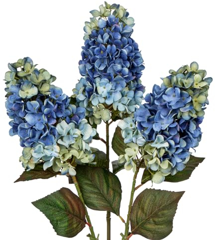 Briful 3 fiori finti di ortensia blu, fiori artificiali di ortensia alti 72,9 cm, fiori di seta a stelo lungo per composizioni floreali, casa, fattoria, ufficio, hotel, decorazione